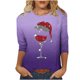 thumbnail image 5 of Camisetas de Manga Larga de las Mujeres Imprimir Navidad Cuello Redondo 3/4 Manga Suéter, Top Casual para las Vacaciones, 5 of 8