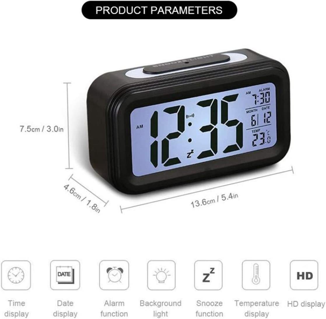 LED Digital Alarm Clock Backlight Snooze Mute Calendar Desktop Electronic Bcaklight Table Clocks Desktop Clock (Blue)