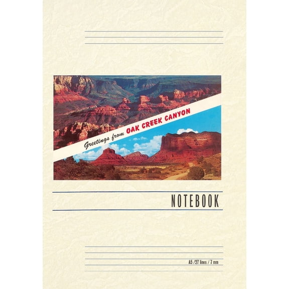 Vintage Lined Notebook Greetings from Oak Creek Canyon (Paperback)