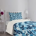 thumbnail image 5 of Ambesonne Camouflage Quilted Bedspread Set 2 Pcs, Blue Toned Design, Twin Size, Blue Coconut, 5 of 6