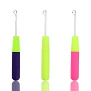 XUWSSF Crochet Needles, 3 Pack Plastic Latch Crochet Hooks Braid Hair Dreadlocks Crochet Needle Tool for Hair Braiding, Hair ExtensionPink, Purple, Green