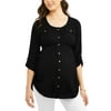 Oh! Mamma Maternity Button Up Shirred Roll Tab Sleeve Tunic - Available in Plus Sizes