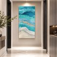 thumbnail image 3 of Canvas Wall Art, Teal Coastal Framed Canvas Prints for Hallway Bedroom, Summer Beach Nautical Abstract Art Oversized Gallery Wrapped Wall Decor for Home Office, Gifts, 24"x48" Ship Next Day, 3 of 9
