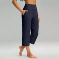 thumbnail image 6 of 3 Packs Capri Running Pants for Women Elastic Waist Wide Leg Office Gaucho Pants High Rise Breathable Yoga Cropped Pants Navy XL, 6 of 6