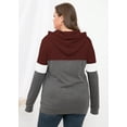 thumbnail image 7 of JuneFish Women's Plus Size Long Sleeve Sweatshirts Color Block Hoodies Pullover with Pocket, 7 of 7