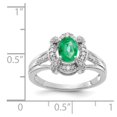 thumbnail image 2 of Auriga Fine Jewelry 14K White Gold Diamond and Oval Emerald Ring for Women Size 7, 2 of 5