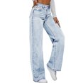 thumbnail image 5 of Wutalume High Waisted Jeans for Women Vintage Washed Straight Leg, Versatile Denim Pants for Casual Chic & Everyday Outfits,Light Blue 3XL, 5 of 7