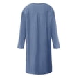 thumbnail image 5 of LowProfile Dresses for Women Casual Winter Fall Plus Size Long Sleeve O-Neck Cotton Linen Button Shirt Crewneck Loose With Two Pockets Fashion Dress Blue 5XL, 5 of 6