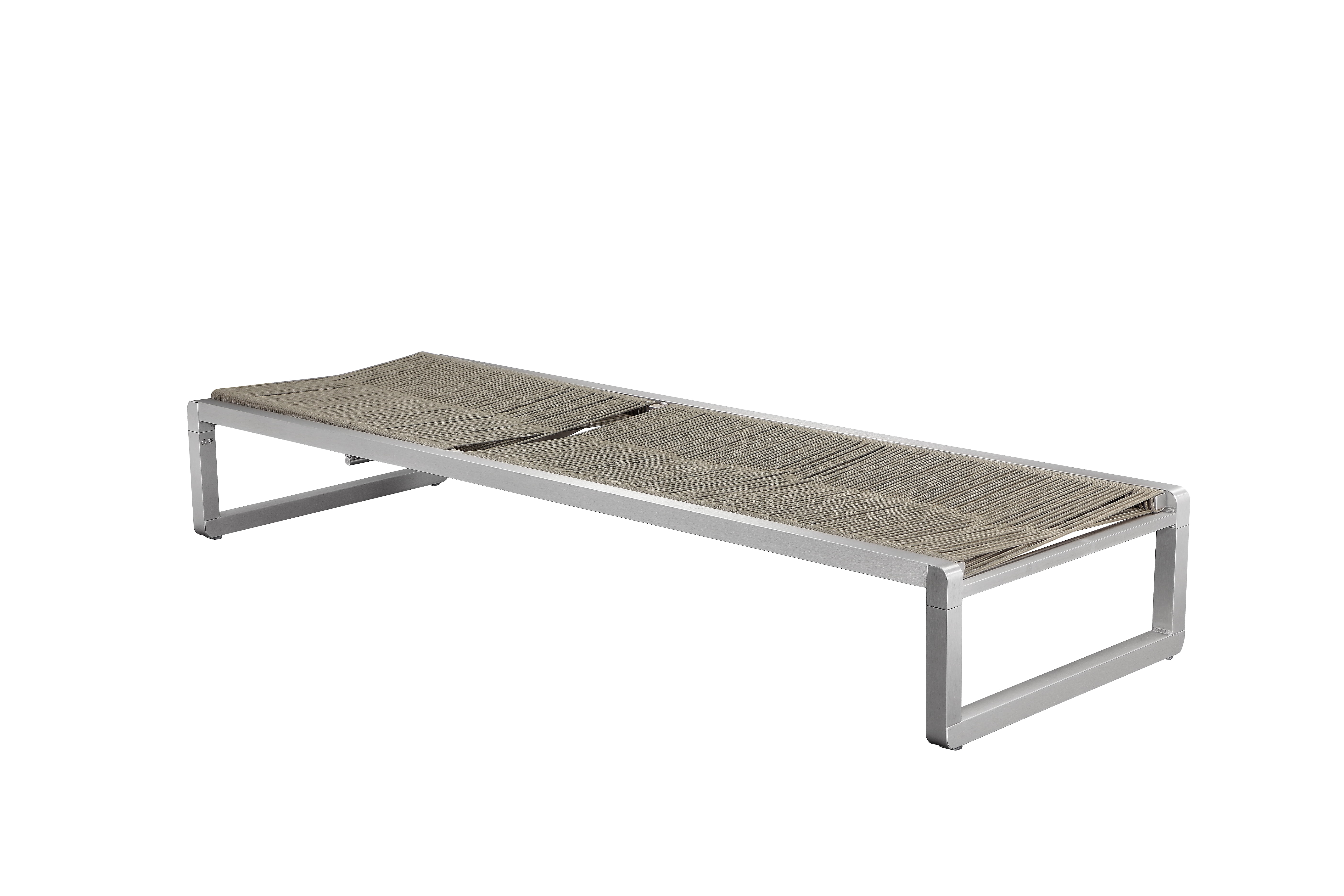 Metal Sun Lounger with Interwoven Rope Seat and Adjustable Back, Silver