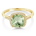 thumbnail image 3 of Gem Stone King 10K Yellow Gold 2.05 Ct Cushion Green Prasiolite and Diamond Engagement Ring, 3 of 6