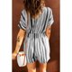 thumbnail image 3 of Mujeres corto jumpsuit V cuello shirred cintura rayas impreso mujer corto jumpsuit para oficina, 3 of 5