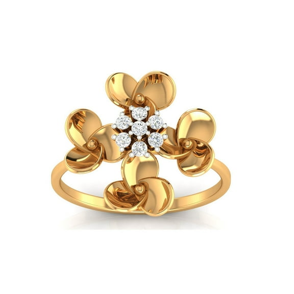 Blossom Floral Yellow Gold Plated Sterling Silver Nature-Inspired Ring for Women