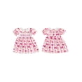 thumbnail image 2 of BemeyourBBs Toddler Baby Girls Birthday Dress Outfit 1 2 3 4 Years Birthday Clothes Cake Bow Print Short Bubble Sleeve Peter Pan Collar Summer Smocked Dress, 2 of 9