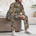thumbnail image 7 of Salouo Retro Excavator Print Button-Front Long Sleeve Pajama Set for Men, Soft 2Pjs Men's Long Sleeve Sleepwear-Large, 7 of 7