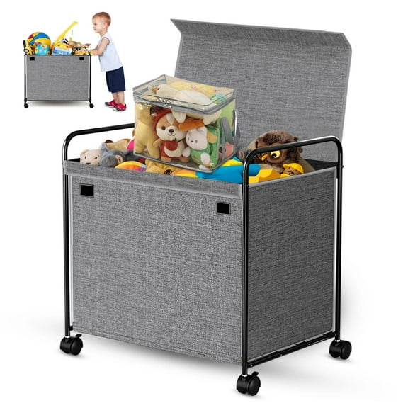 110L Extra Large Toy Bin with Lids & Wheels, Toy Box for Living Room Area, Boys, Girls, Stuffed Animal Storage