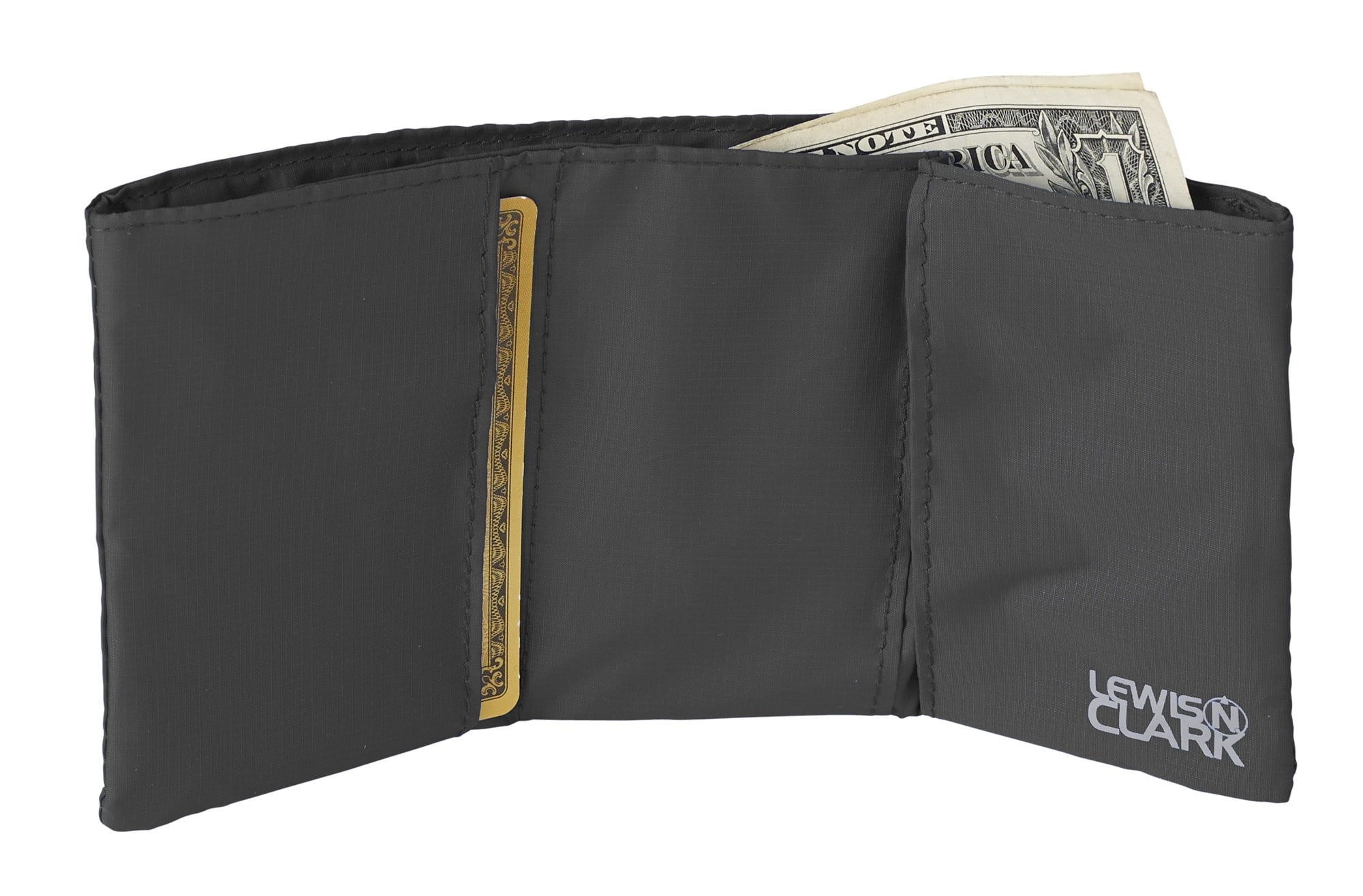 Black Clark Featherlight RFID Tri-fold Wallet Lewis N