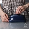 thumbnail image 3 of SWEEJAR Ceramics Butter Dish with Lid, Butter Keeper Container, East/West Coast Butter, 7 inches,Navy, 3 of 5