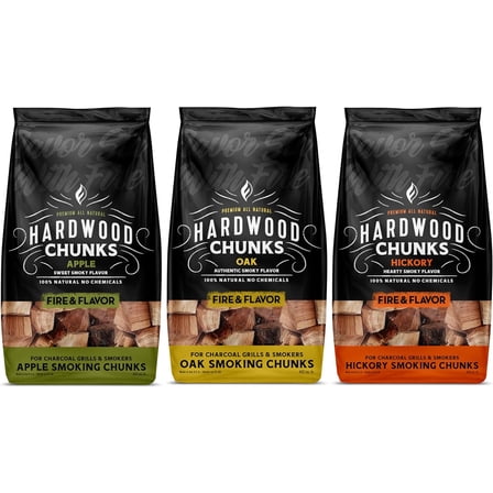 Premium All Natural Wood Chunk Bundle for Smokers Wood Chunks for Smoking - Oak, Apple, Hickory