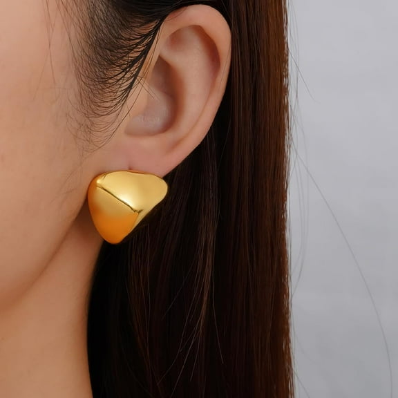 Elegant Stainless Steel Triangle Stud Earrings Golden 23.24x23.2mm