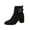 Black, variant on Willtoo Women Faux Suede Square Toe Buckle Block Heel Ankle Boots