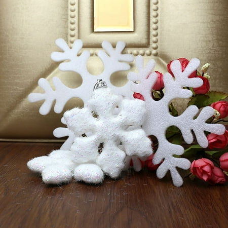 

Hadanceo 1 Set Christmas Snowflake Foam White Color Increase Atmosphere Xmas Tree Hanging Pendant Home Office Decor for Gift