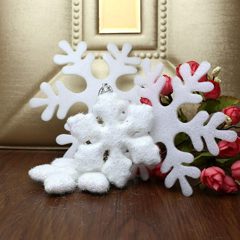 1 Set Christmas Snowflake Foam White Color Increase Atmosphere Xmas Tree Hanging Pendant Home Office Decor for Gift Foam, Silver