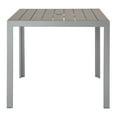 thumbnail image 3 of CorLiving Gallant Square Aluminum and Poly-Wood Outdoor Dining Table with Umbrella Hole, Silver Grey/Taupe, 3 of 9