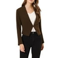 thumbnail image 6 of MODA NOVA Juniors Collarless Work Office Business Casual Cropped Blazer, 6 of 7
