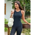 thumbnail image 5 of ANFERRY Women's Fitting Seamless Tank Tops Ribbed Crew Neck Racerback Workout Camisoles with Built in Bra, 5 of 7