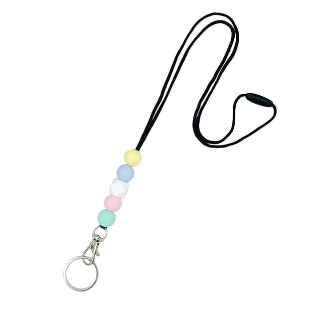 LCXmlly Beaded Lanyard Adjustable Length ID Badge Beaded Lanyard Non Rusting Reusable Silicone Breakaway