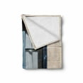 thumbnail image 2 of Country Soft Flannel Fleece Throw Blanket, Mediterranean Style Window Open Shutters Image French Urban Life Theme Print, Cozy Plush for Indoor and Outdoor Use, 60" x 80", Blue Grey, by Ambesonne, 2 of 6