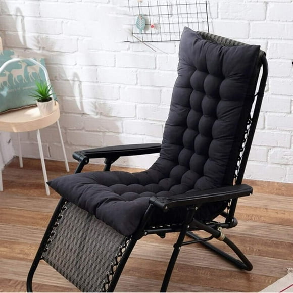 ORUYROP Coussin de Chaise Longue, Coussin Épais et Grand pour Chaise Berçante de Jardin et Patio, Coussin de Chaise Inclinable Relax pour Fauteuil Inclinable en Rotin Intérieur Extérieur Noir 40x110x8cm(16x43x3inch)