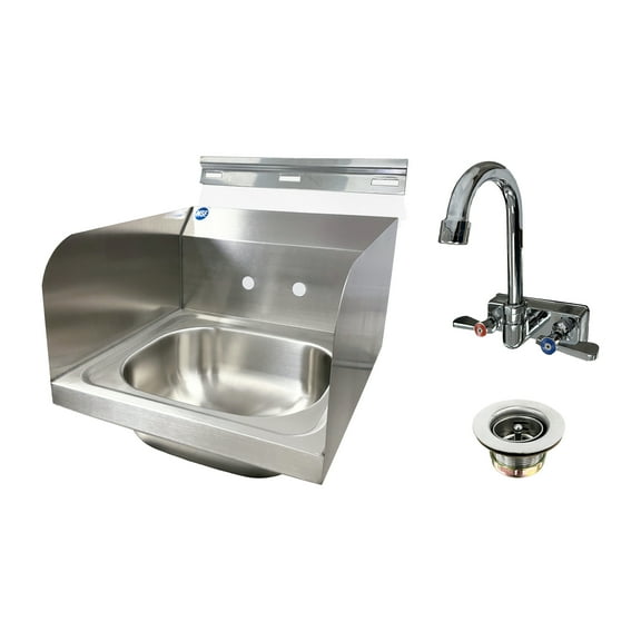 15 in. Commercial Stainless Steel Hand Sink with Two Splashes and Faucet