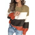 thumbnail image 1 of Asyoly Women Color Block Striped Sweater Long Sleeve Crewneck Knit Pullover Winter Casual Loose Jumper Soft Warm Tops, 1 of 8