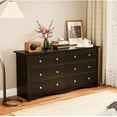 thumbnail image 4 of HDTFGB 6 Drawer Dresser for Bedroom, Wide Wood Storage Dresser with Metal Handles, Modern Clothes Organizer Cabinet for Living Room, Hallway, Closet (Brown), 4 of 13