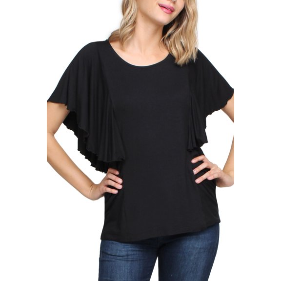 Mommy Style Pretty Ruffles Dakota Nursing Top - Lounge Wear Shirt with Hidden Nursing Panel - Breathable, Lightweight and Comfortable Nursing Shirt - Stylish, Fashionable and Machine Washable