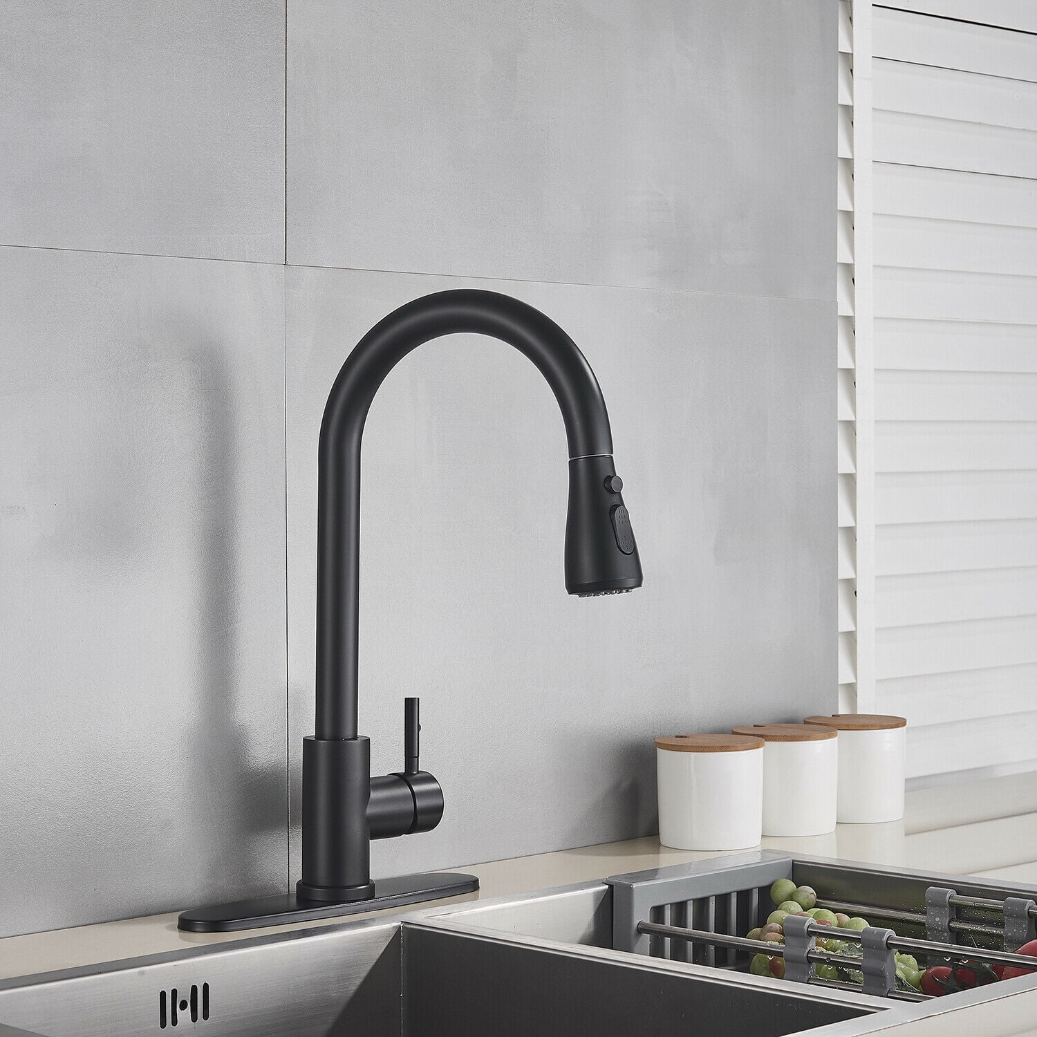 Tmdioo Black Kitchen Faucets, Waterfall Kitchen Sink Faucet, Commercial Utility Stainless Steel Kitchen Faucets,Single Handle Kitchen Sink Faucet for 3 Function