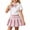 Pink, variant on Girls Cotton Plaid Skirt Outfit Set 2 Piece Summer Short Sleeve Button School Uniform Shirts and Pleated Skirts Sets for Kids Blue 7-8Years