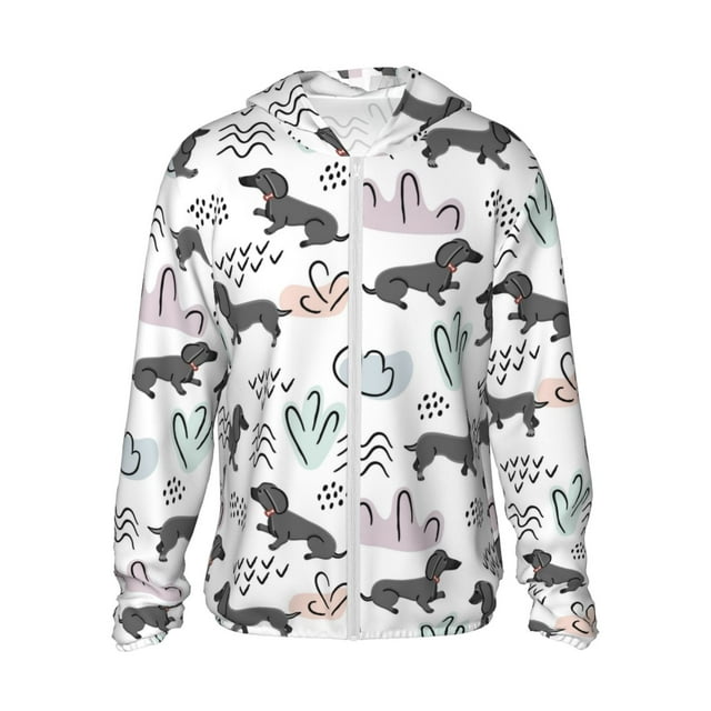 Vsdgher Chandail à Capuchon Adulte Imprimé Teckel pour Hommes Femmes, Manches Longues Protection Solaire pour la Pêche, la Course et la Natation - Grand