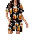 thumbnail image 1 of PRIYAL Beer Glass Silk Women Pajama Set Short Sleeve Comfy Pjs Sets 2 Piece Lounge Set, 1 of 4