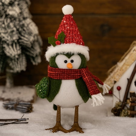 

Christmas Table Decorations Birds White Fabric Bird With Red Scarf Winter Standing Bird Figurine Featherly Friends Birds Ornaments For Home Kitchen Mantel Desk Party