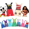 thumbnail image 2 of Disney-Conjunto de mono de Mickey Mouse para niños y niñas, ropa informal de una pieza, manga voladora, Moana, sirena, Ariel, Verano, 2 of 5