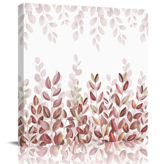 Wall Art Prints, Spring Reddish Brown Eucalyptus Framed Canvas Prints for Bedroom Living Room Bathroom Office, Botanical Leaf Country Gallery Wrap Wall Art Poster for Gifts Home Decor 12"x12"