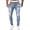 Light Blue, variant on Fortune Men Stretch Skinny Ripped Jeans Ripped Trousers Distressed Denim Pants
