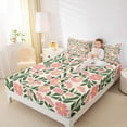 thumbnail image 3 of jejeloiu Sweet Floral Bed Sheets For Girls,Delicate Print Full Size Sheets,Pink Orange Green,4 Pieces,1 Flat Sheet, 1 Fitted Sheet and 2 Pillowcases, 3 of 6