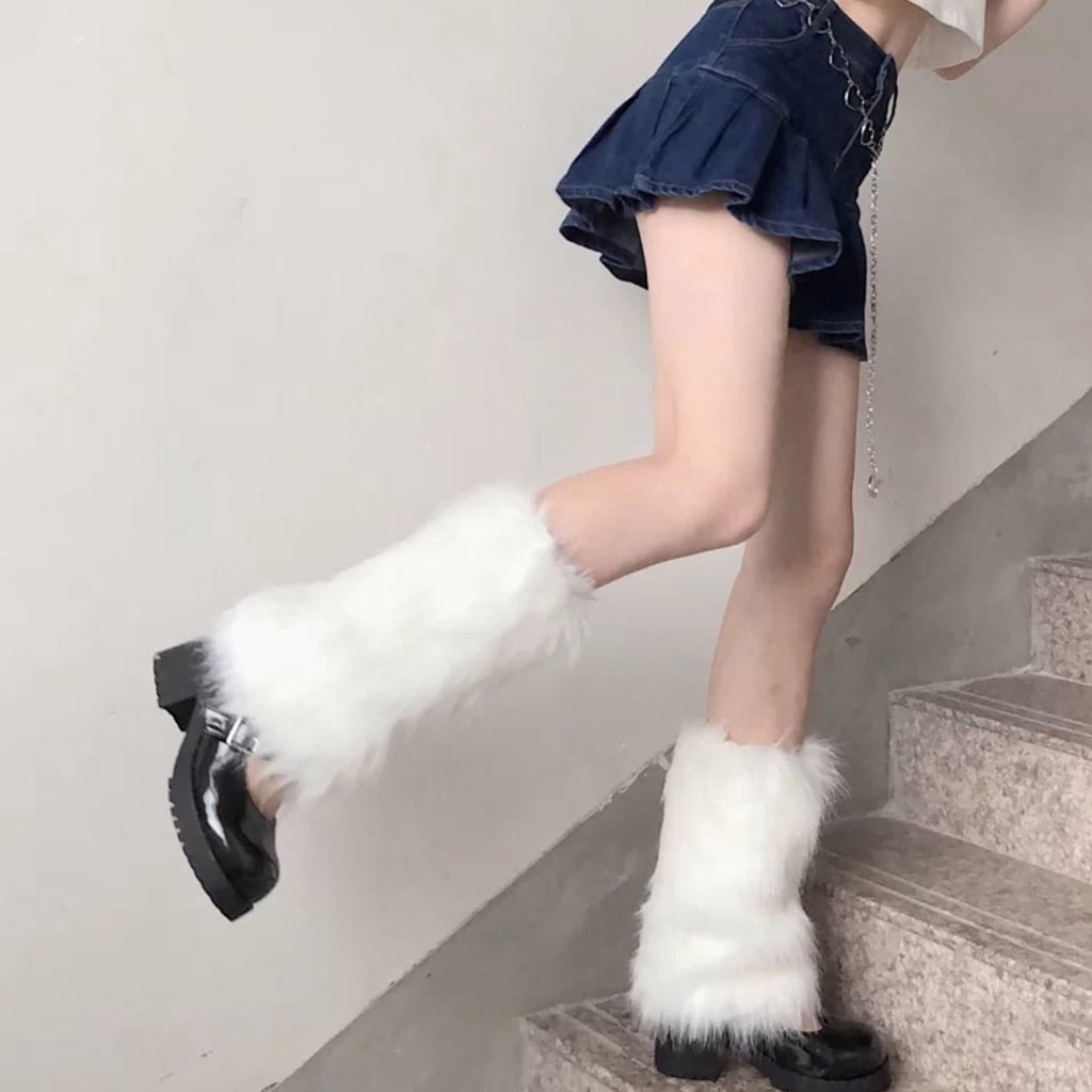 Yokua Women Girls Gothic Vintage Faux Fur Leg Warmer Winter Boots