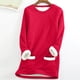 thumbnail image 1 of ICHUANYI Clearance Women's Round Neck Pocket Thickened Plush Warm Long Sleeve Tops(Red, XXL) ICHUANYI WER2023081204455, 1 of 5