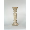 thumbnail image 3 of Traditional Antique White Handmade Mango Wood Set Of Three 6",9" & 12" Pillar Candle Holder for use, Living Room, Dinning Room, Study Room, Spa, Restaurants, Place Of Worship, etc, 3 of 4