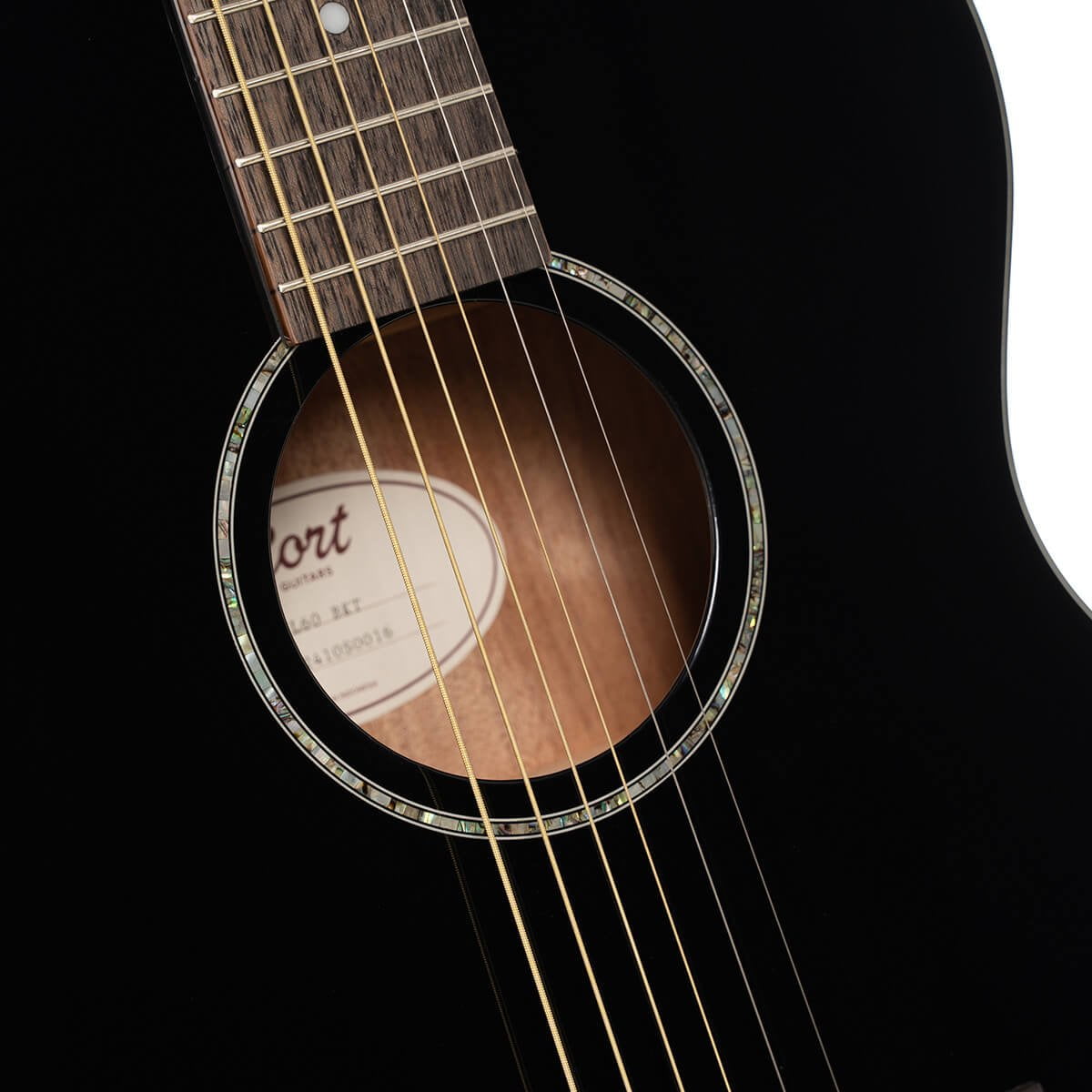 Cort L60 OM Acoustic Guitar Solid Spruce Top - Black Gloss