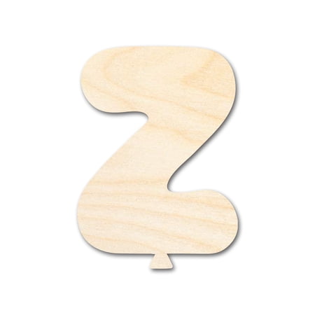 Unfinished Wood Balloon Letter Z Shape | DIY Craft Cutout 5" / 1/4"